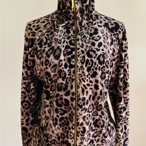 Jones NY Sport Women's Animal Print (Leopard) 100% Cotton Zip Jacket Size Medium